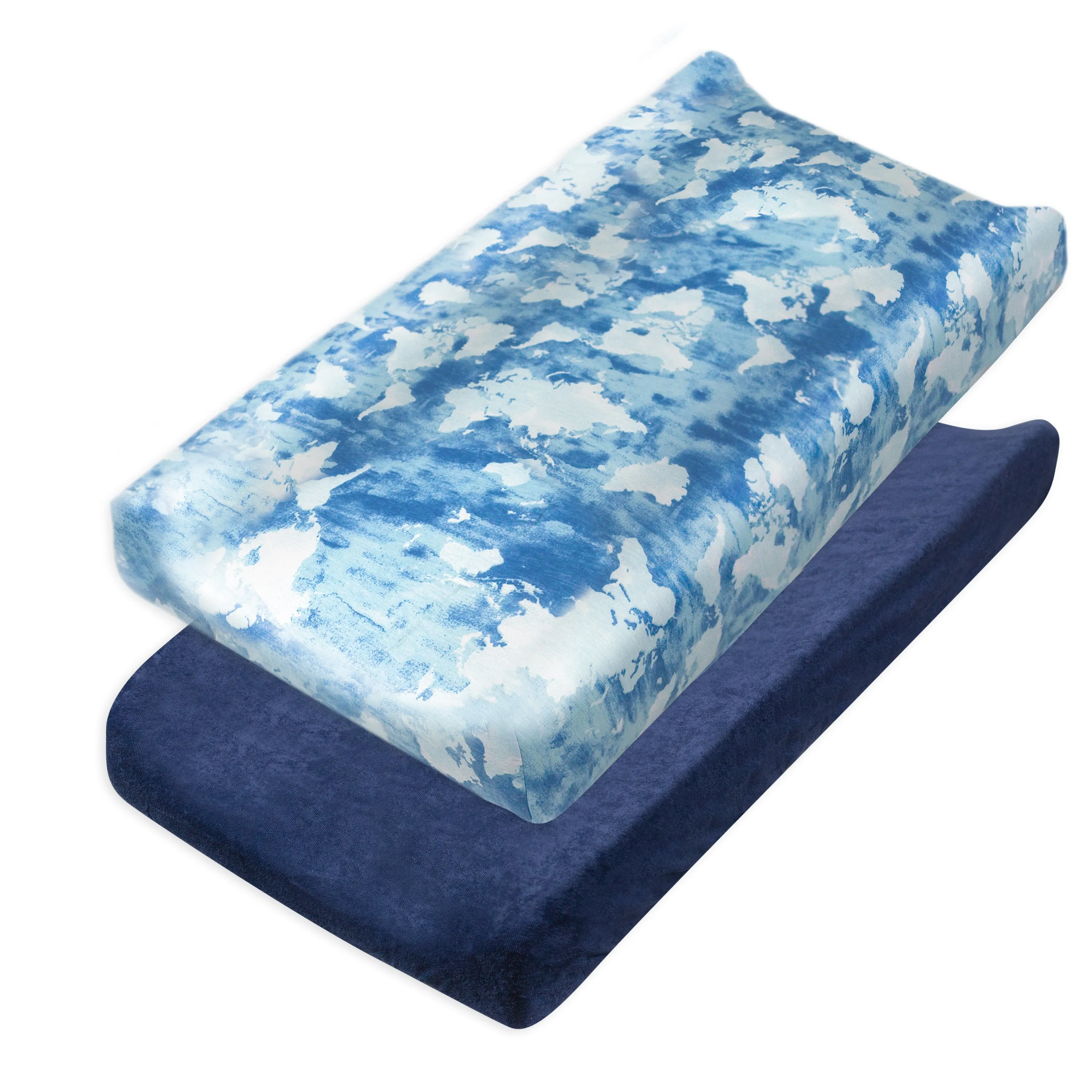 2-Piece Organic Cotton Printed & Terry Changing Pad Cover Set