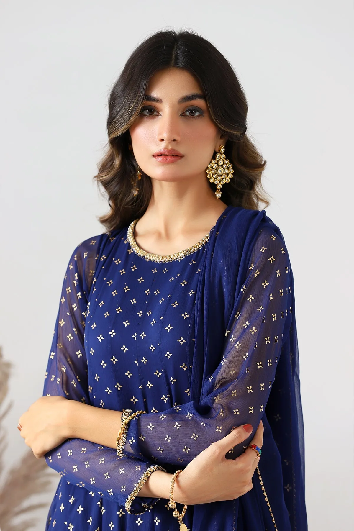 3-PC Embroidered Chiffon Shirt with Chiffon Dupatta and Trouser CMA-3-246