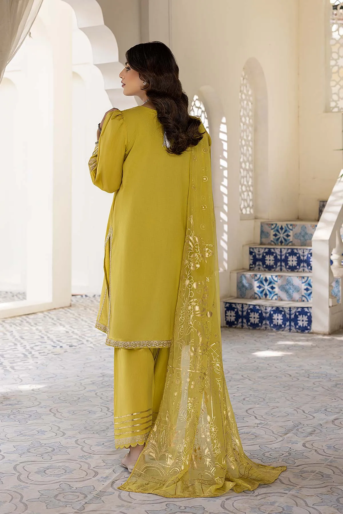 3 Pc Embroidered Lawn Shirt With Chiffon Dupatta and Cotton Shalwar CNP22-62