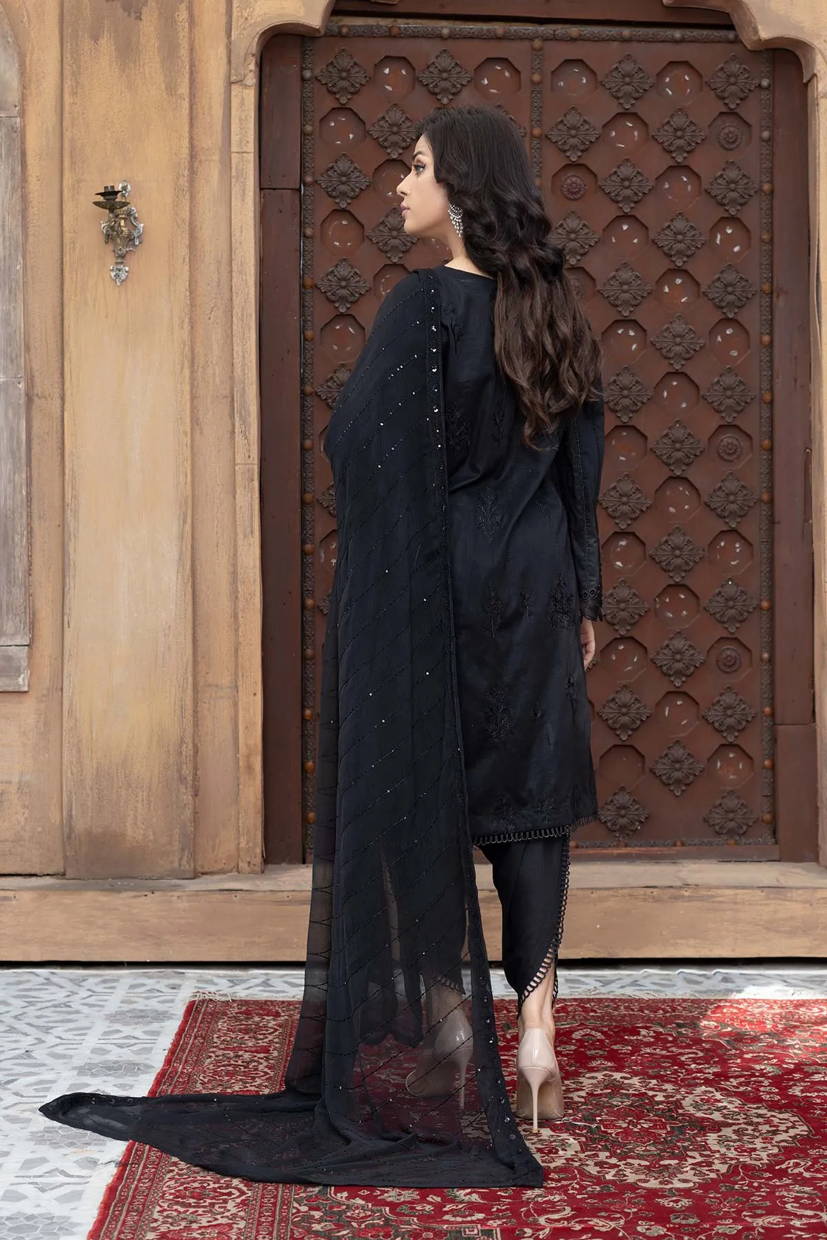 3-Pc Embroidered Lawn Shirt With Chiffon Dupatta and Tulip Shalwar CNP22-81