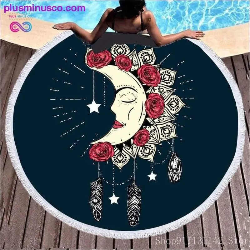 3d Bohemian Tai Chi Animal Digital Print Round Ribbon Beach