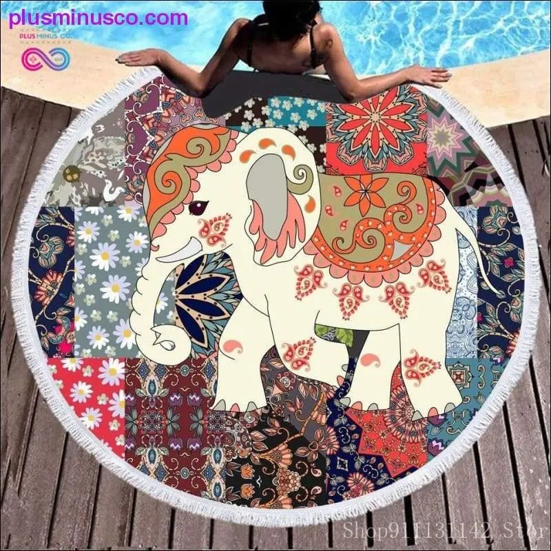 3d Bohemian Tai Chi Animal Digital Print Round Ribbon Beach