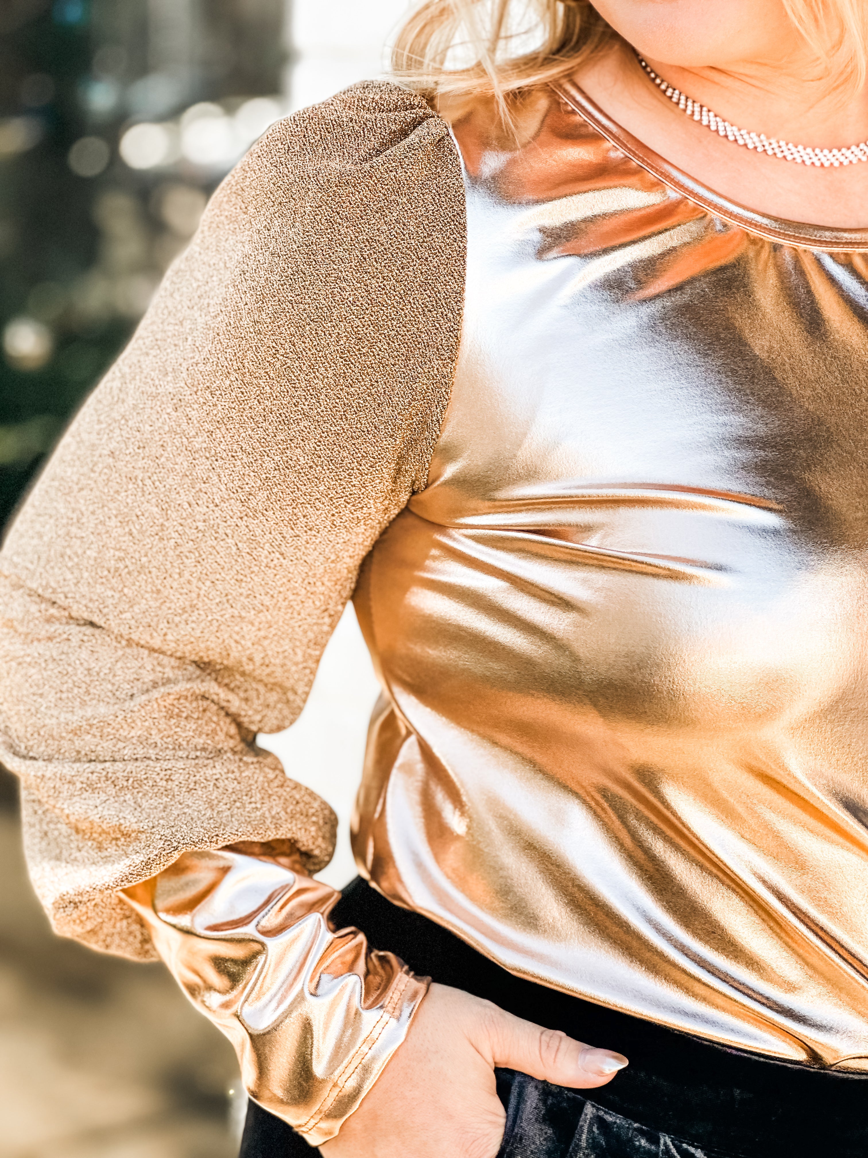 All Gilded Puff Sleeve Top