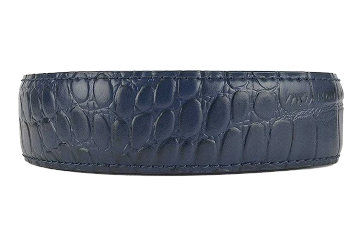 Alligator Embossed Navy 1 3/8 Leather Strap