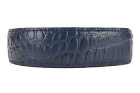 Alligator Embossed Navy 1 3/8 Leather Strap