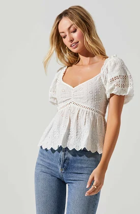 Amoura Eyelet Puff Sleeve Top