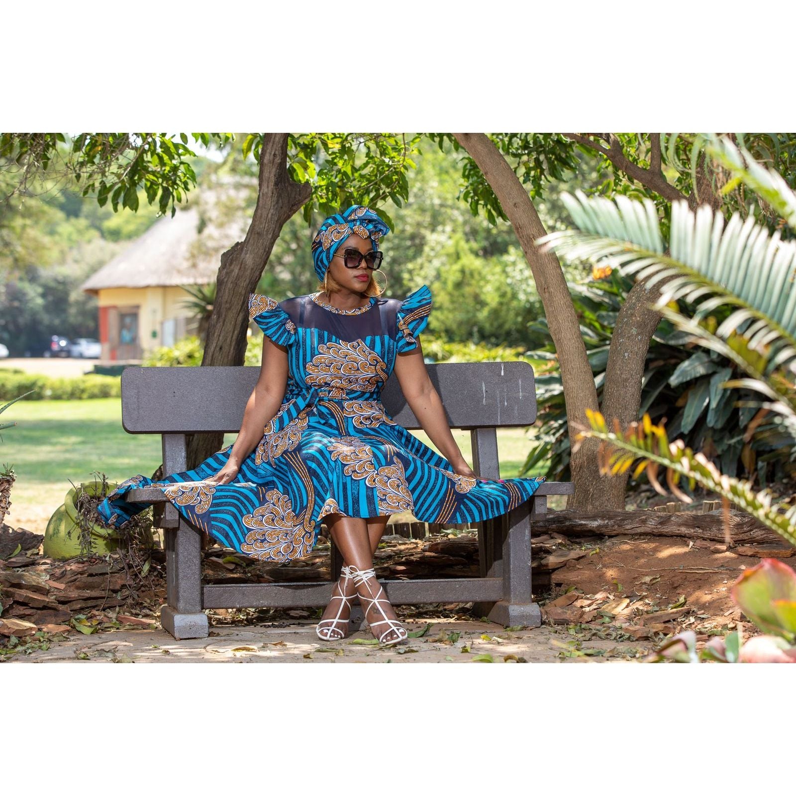 Ankara Short Ruffle Sleeve Print African Dress