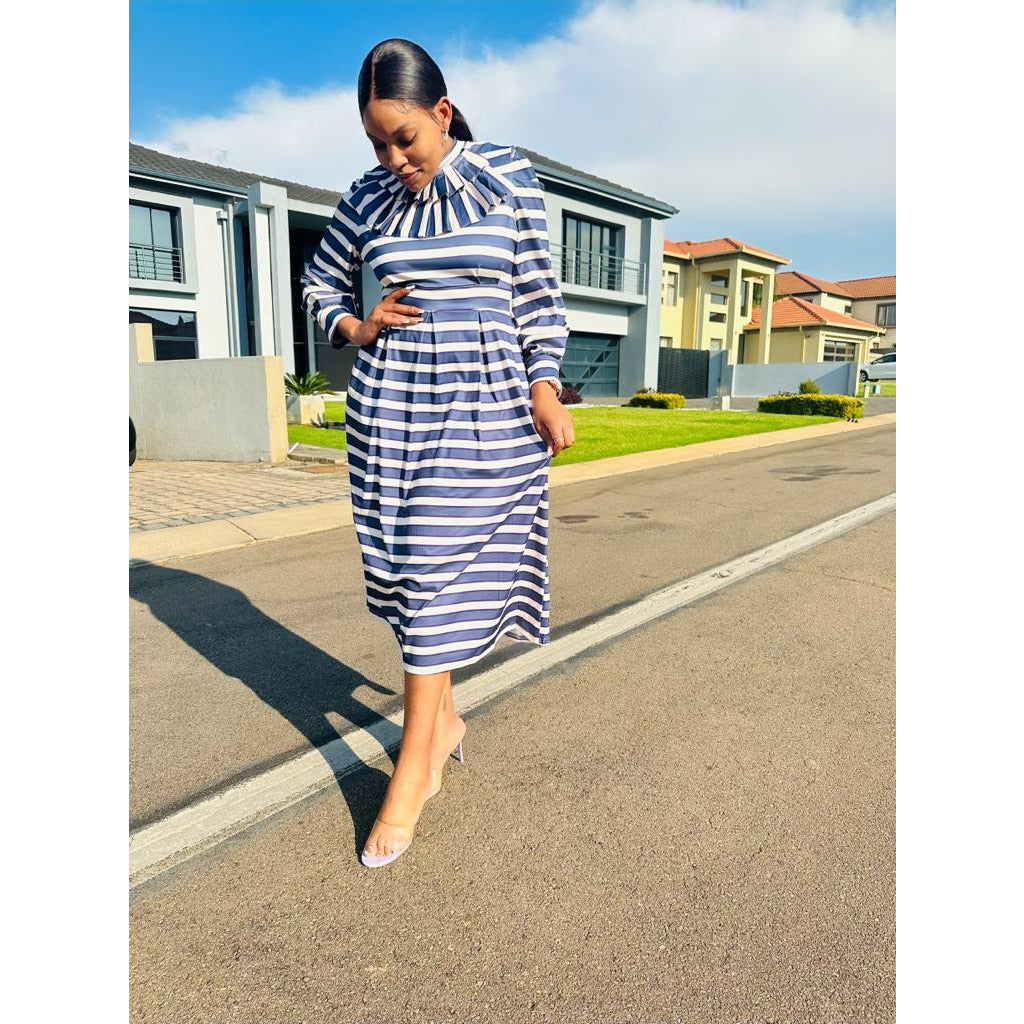 Ankle-Length Long Sleeve Patchwork Dress