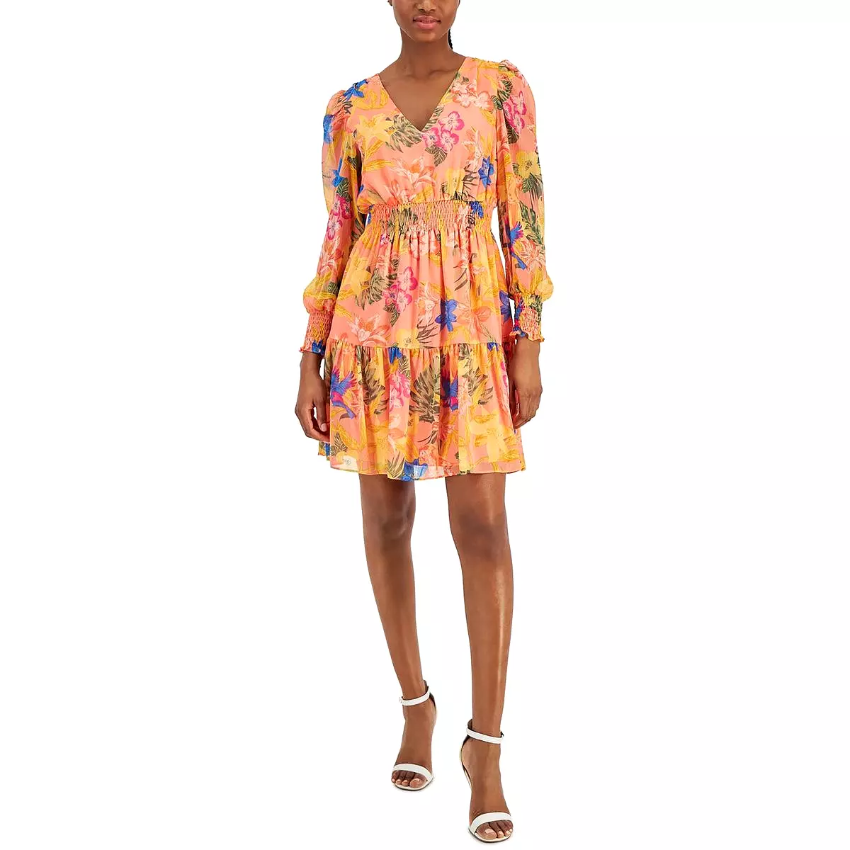 Anne Klein Womens Daytime Tropical Print Fit & Flare Dress