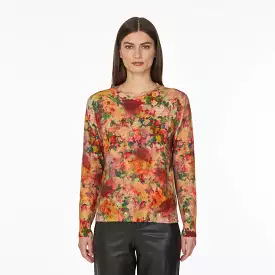 Autumn Cashmere - Floral Print Distressed Crew - Paprika Multi