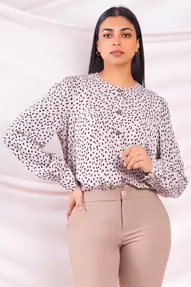 Beige Polka Dot Relaxed Top