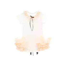 Beige Ruffle Tulle Babysuit Dress