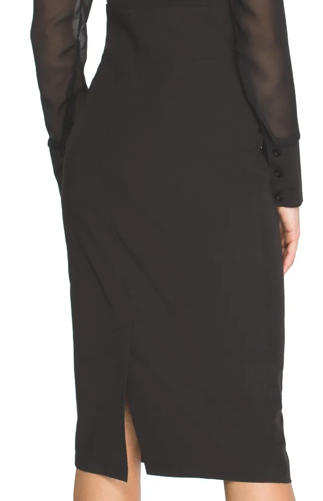 Black chiffon sleeve sheath dress