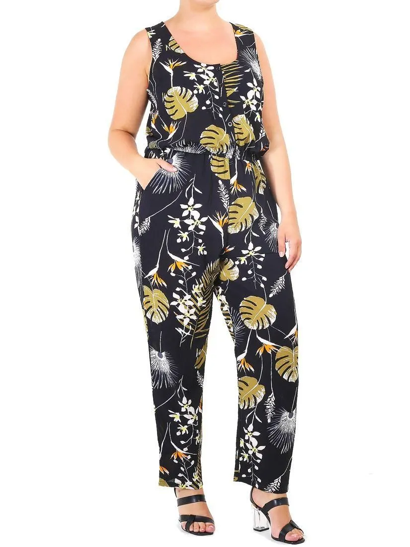 Black Floral Jumpsuit (Curve)