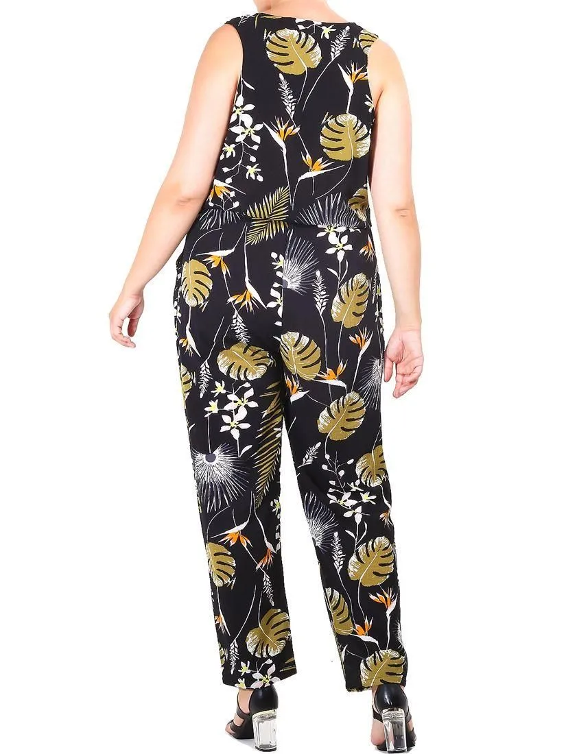 Black Floral Jumpsuit (Curve)