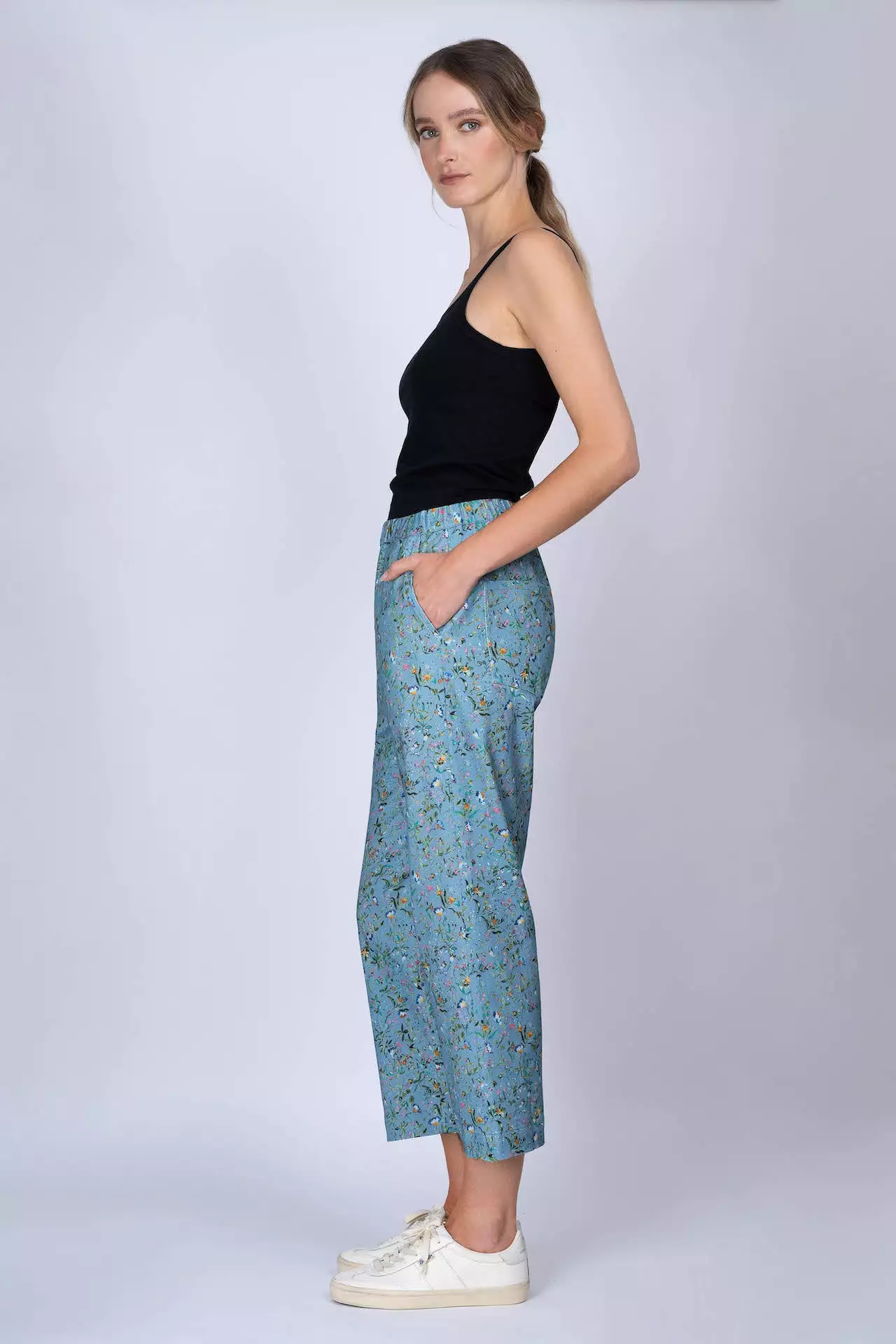 Blue-Botanical Printed Cotton TOYAH Pant