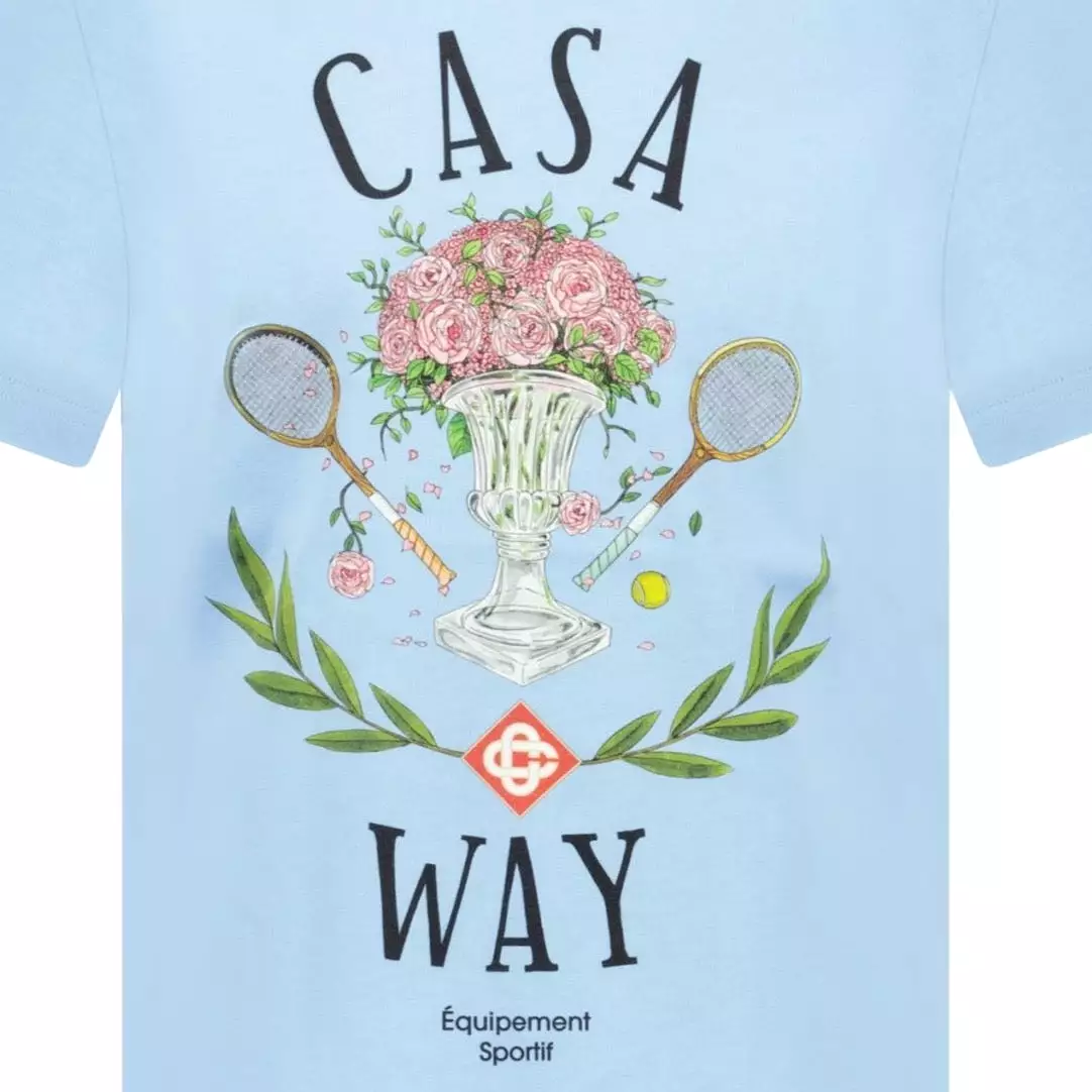 CASABLANCA CASAWAY PRINTED T-SHIRT SKY BLUE