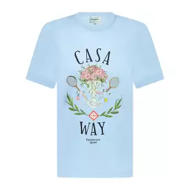 CASABLANCA CASAWAY PRINTED T-SHIRT SKY BLUE