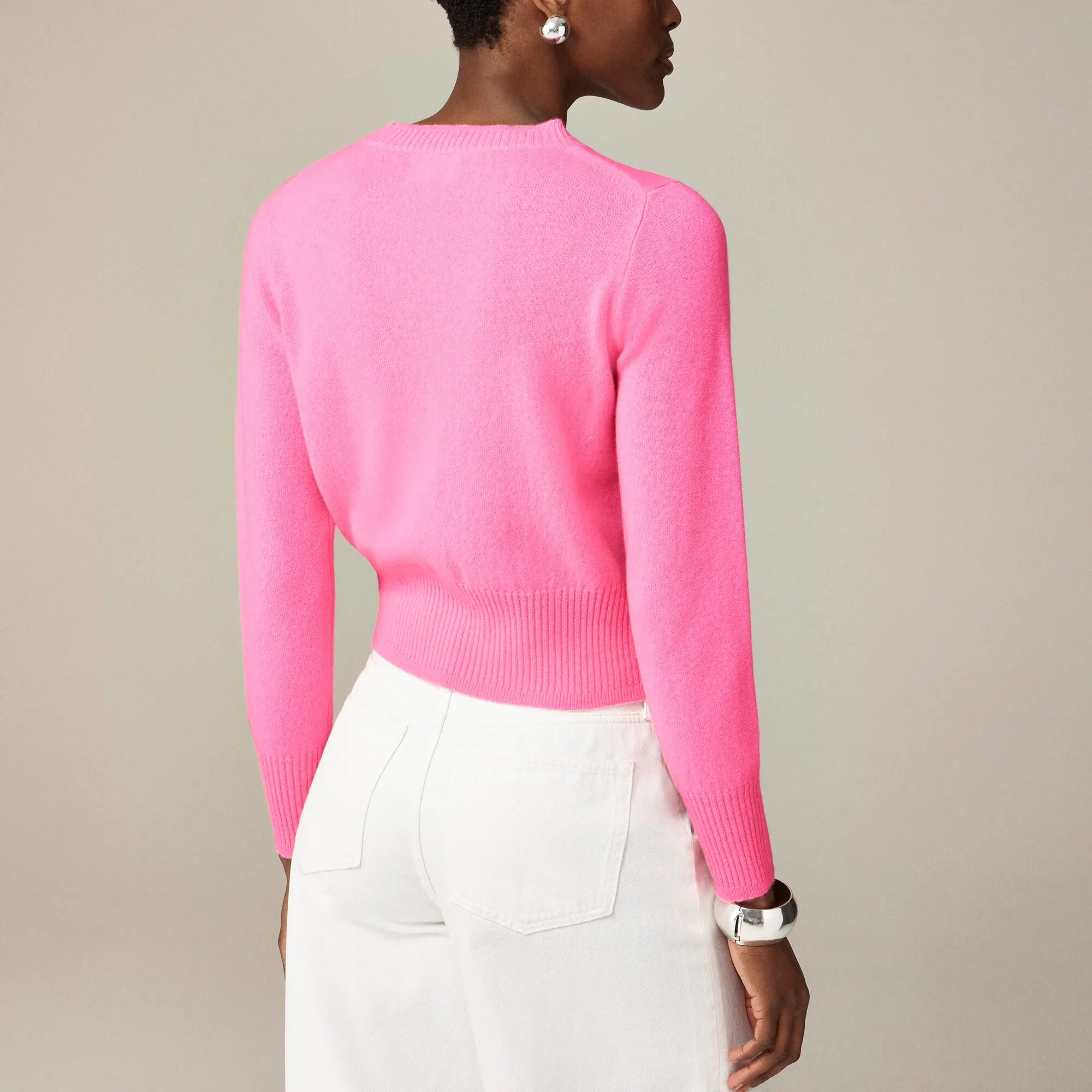 Cashmere shrunken crewneck sweater