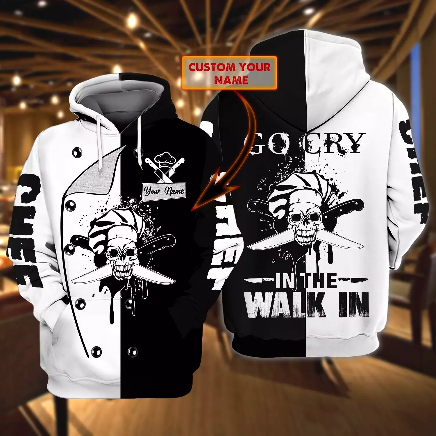 CHEF 3D ALL OVER PRINTED MEN AUTUMN HOODIE CUSTOM NAME - T-SHIRT DESIGN