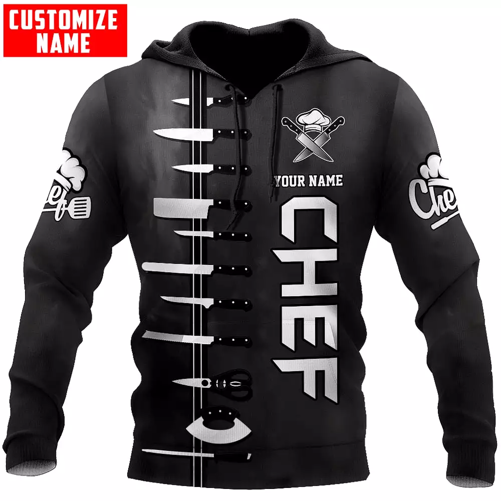 CHEF 3D ALL OVER PRINTED MEN AUTUMN HOODIE CUSTOM NAME - T-SHIRT DESIGN