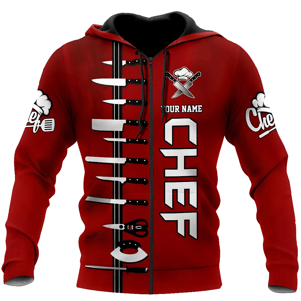 CHEF 3D ALL OVER PRINTED MEN AUTUMN HOODIE CUSTOM NAME - T-SHIRT DESIGN