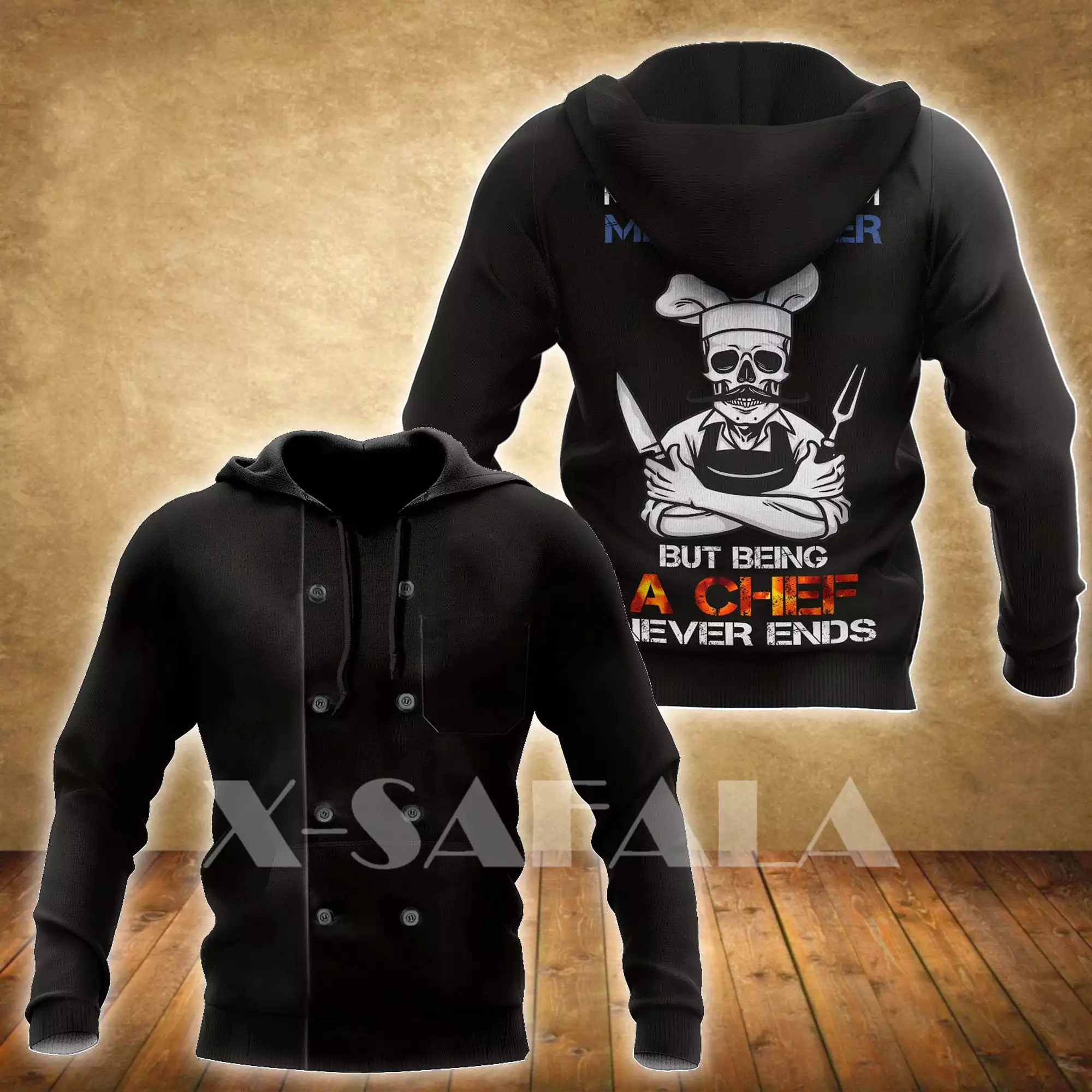 CHEF 3D ALL OVER PRINTED MEN AUTUMN HOODIE CUSTOM NAME - T-SHIRT DESIGN