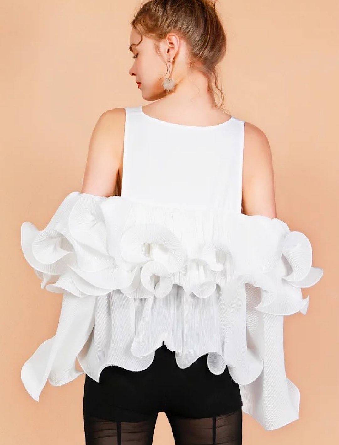 Chiffon Frill Layered Sleeveless Blouse