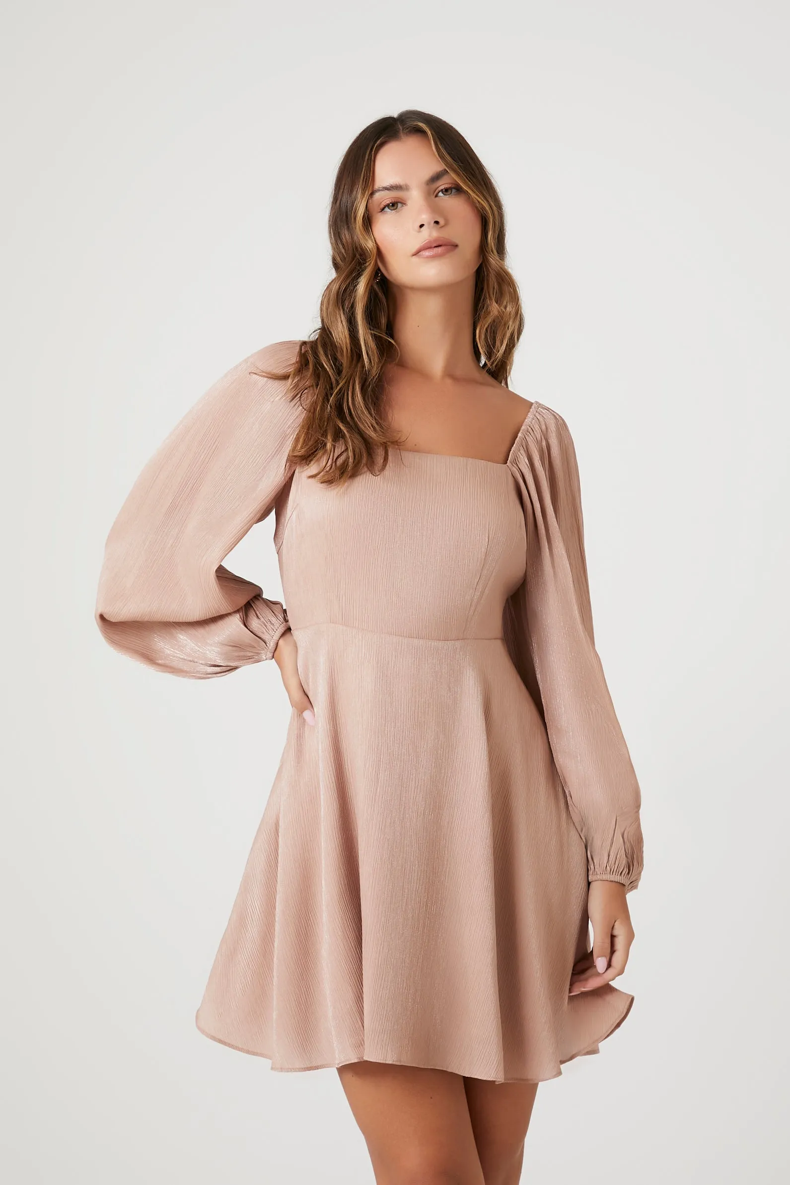 Chiffon Peasant Sleeve Midi Dress