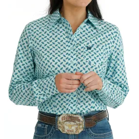 Cinch Women's Light Blue Print Shirt