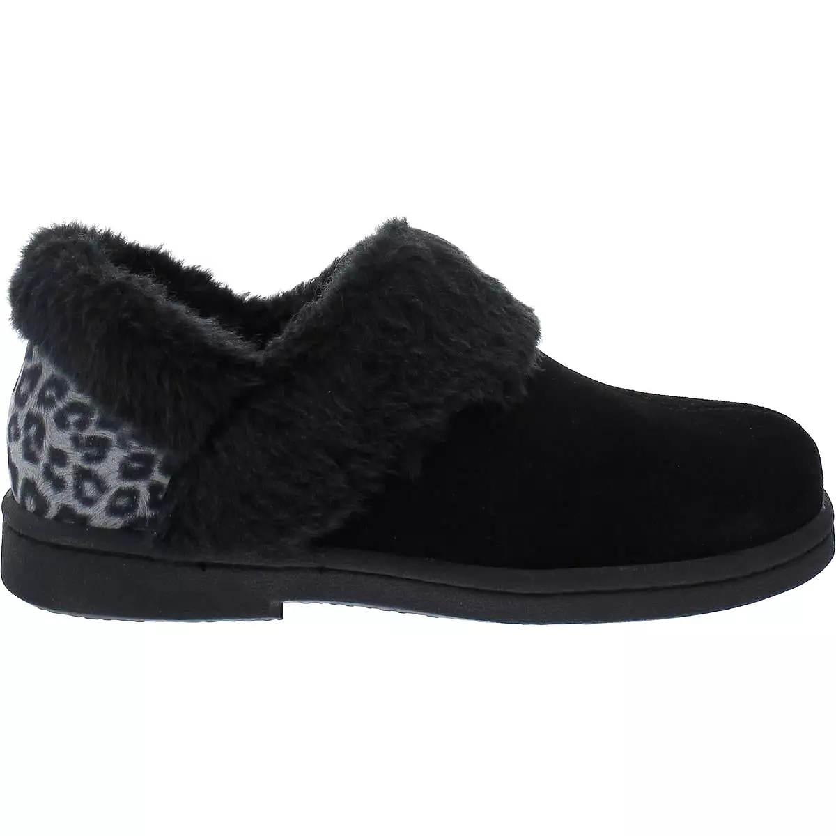 Clarks Womens Suede Leopard Print Bootie Slippers