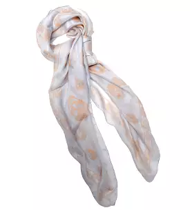 Classic Skull Scarf Silk Chiffon, Sky/Blush