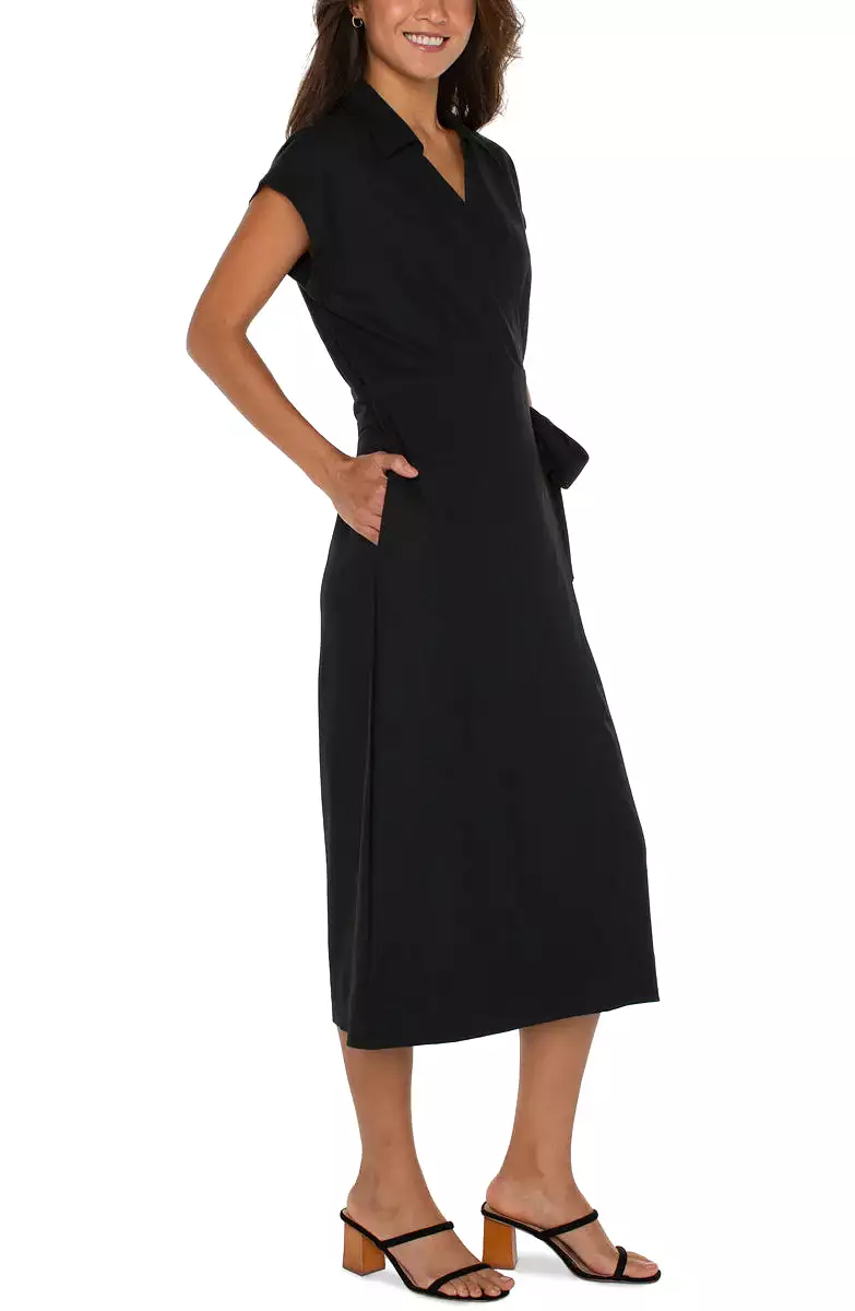 COLLARED WRAP DRESS