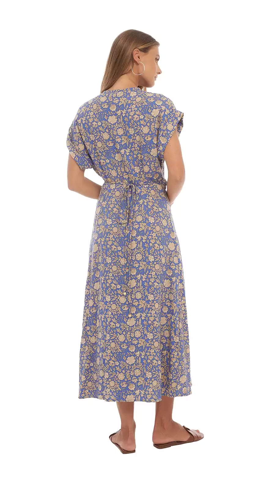 Cool Blue Floral Wrap Maxi Dress