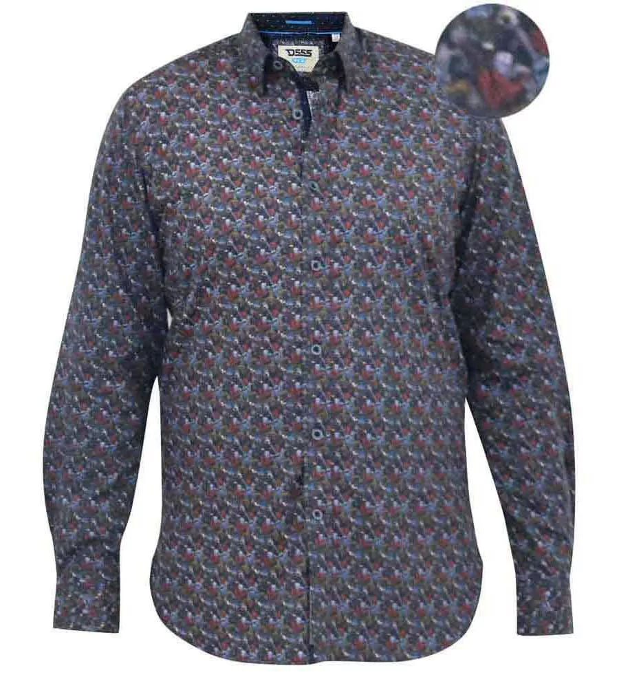 D555 Mens Long Sleeve Shirt with Floral Print (JORDAN)