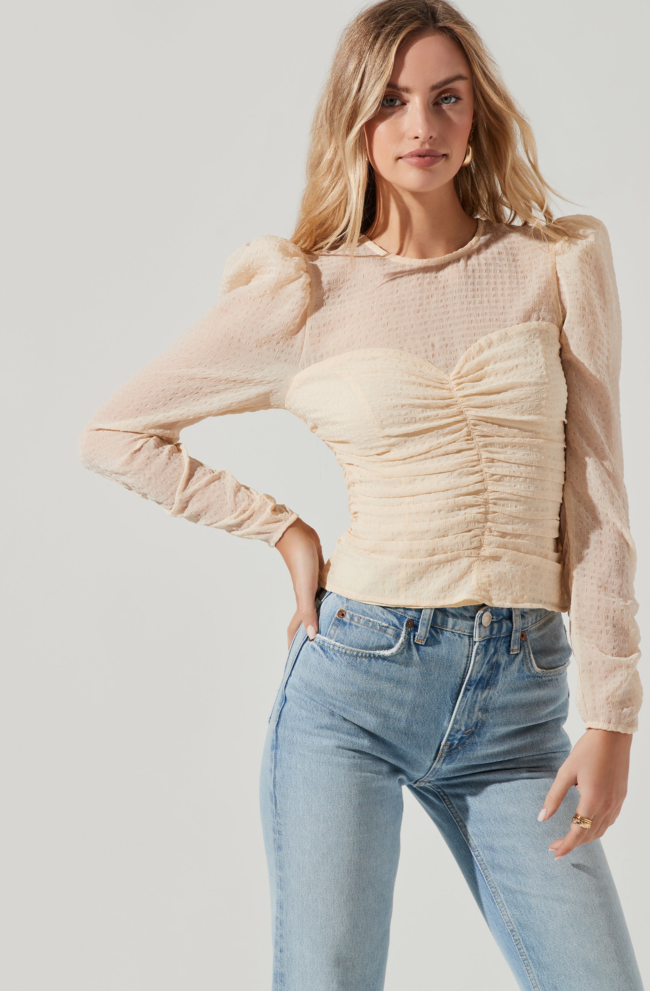 Dalma Ruched Puff Sleeve Top