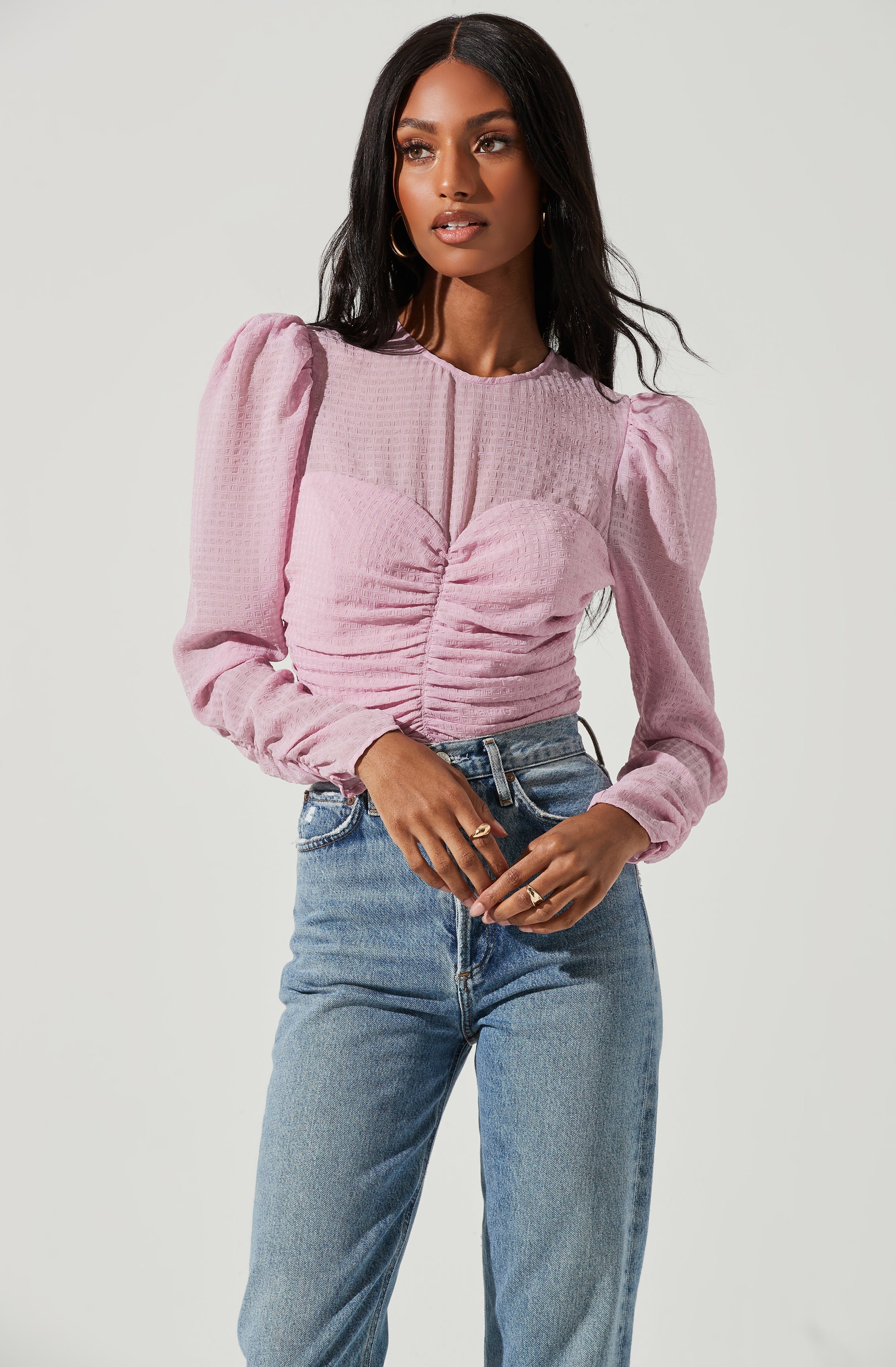 Dalma Ruched Puff Sleeve Top