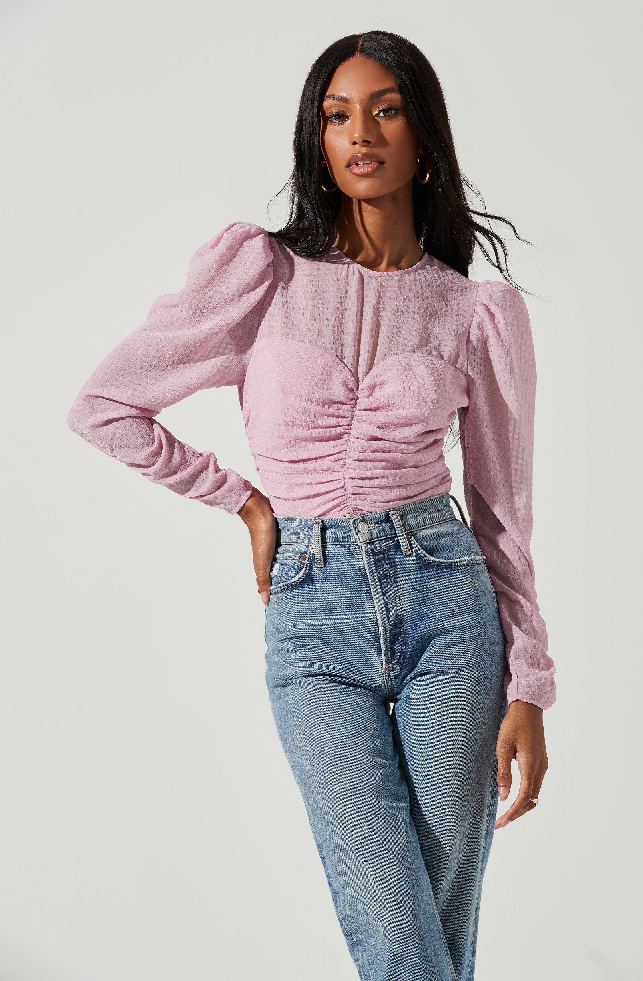 Dalma Ruched Puff Sleeve Top