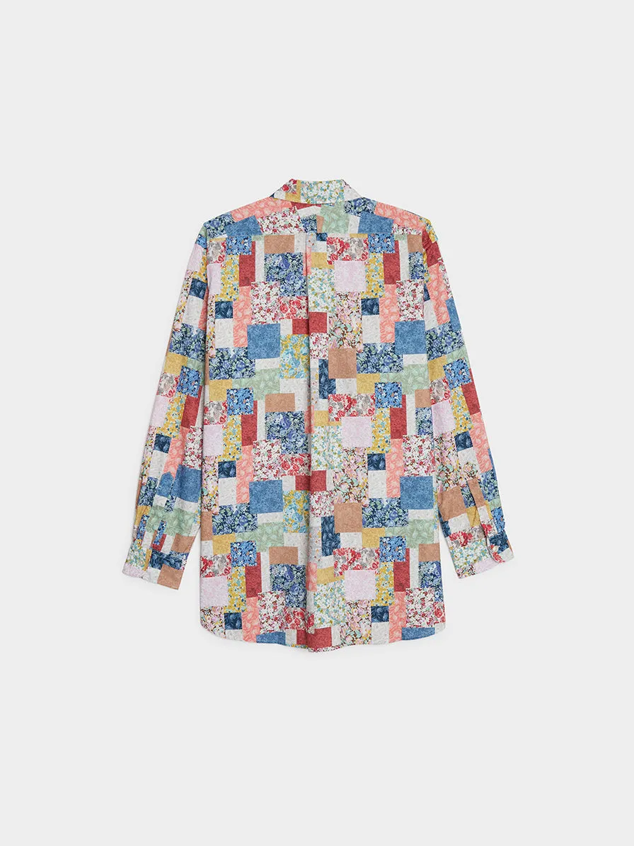 Floral Patchwork Print 19 Century BD Shirt, Multi Color