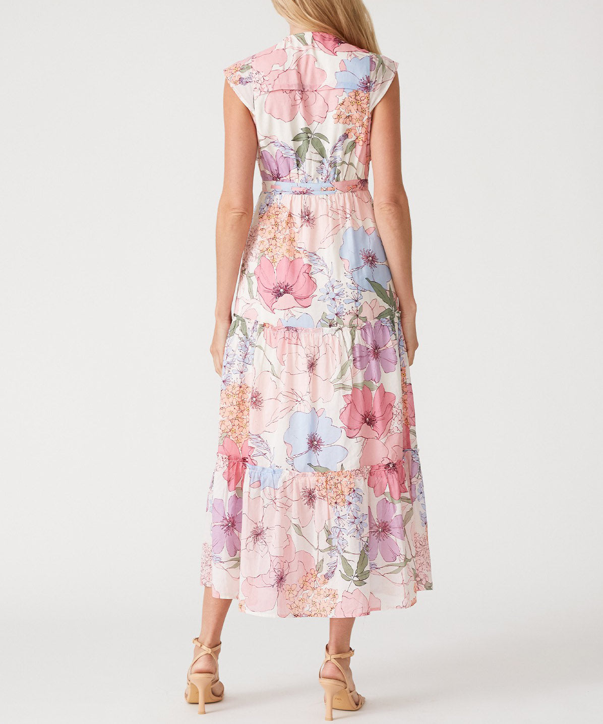 Floral Tiered Maxi Dress - Ivory/Natural