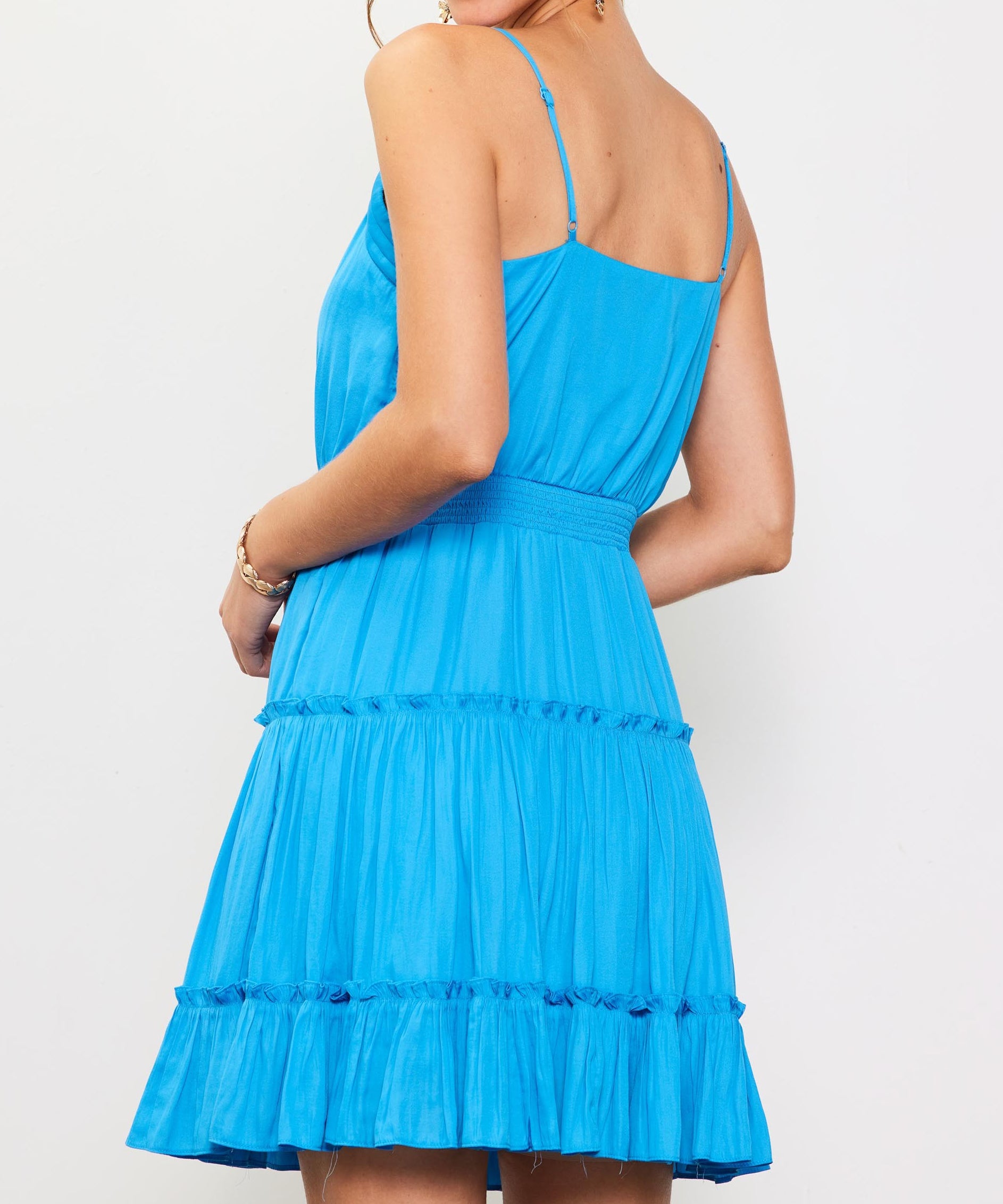 Front Neck Detail Cami Dress - Malibu Blue