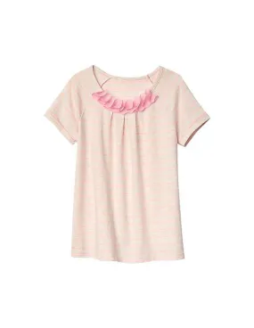 GAP Girls Pink Chiffon Applique Stripe Tee