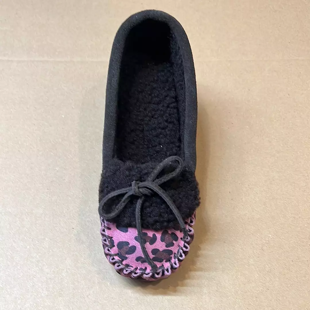 Girls Bearpaw • Venia • Youth Leopard Print Suede Moccasin