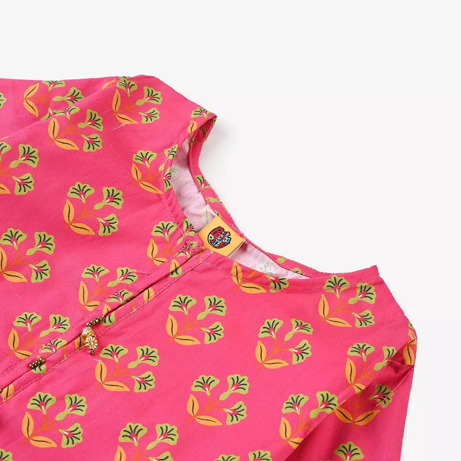 Girls Cotton Poplin Printed Kurti -Pink