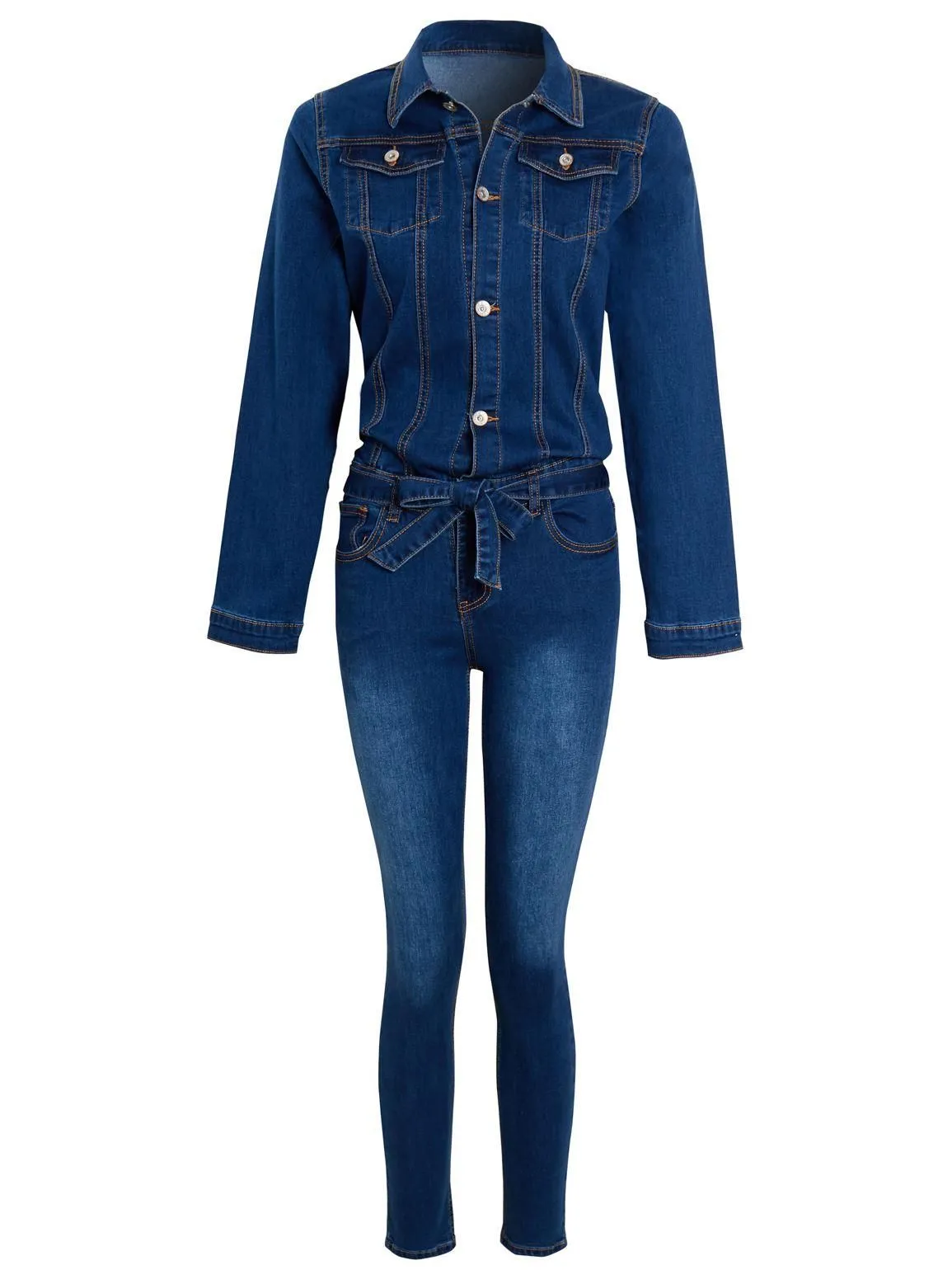 Girls Denim Stretch jumpsuit, Ages 3 to 14 Years