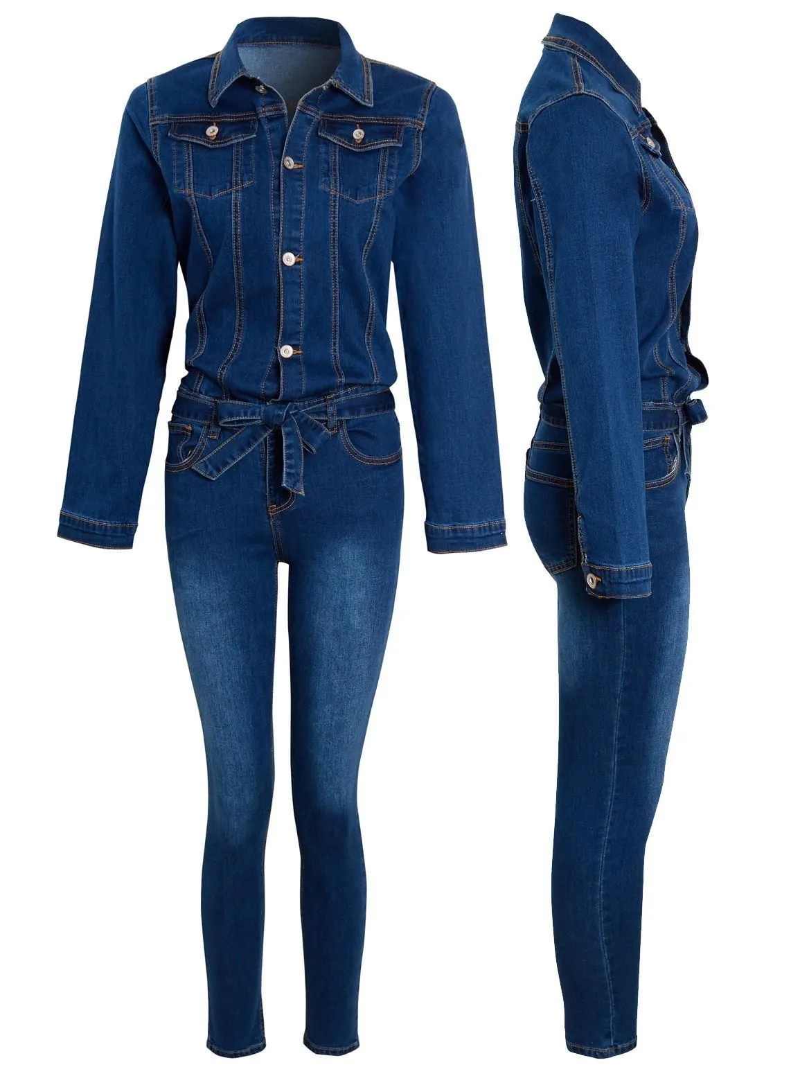 Girls Denim Stretch jumpsuit, Ages 3 to 14 Years