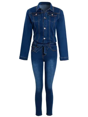 Girls Denim Stretch jumpsuit, Ages 3 to 14 Years