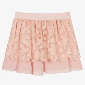 Girls Pink Lace Chiffon Skirt