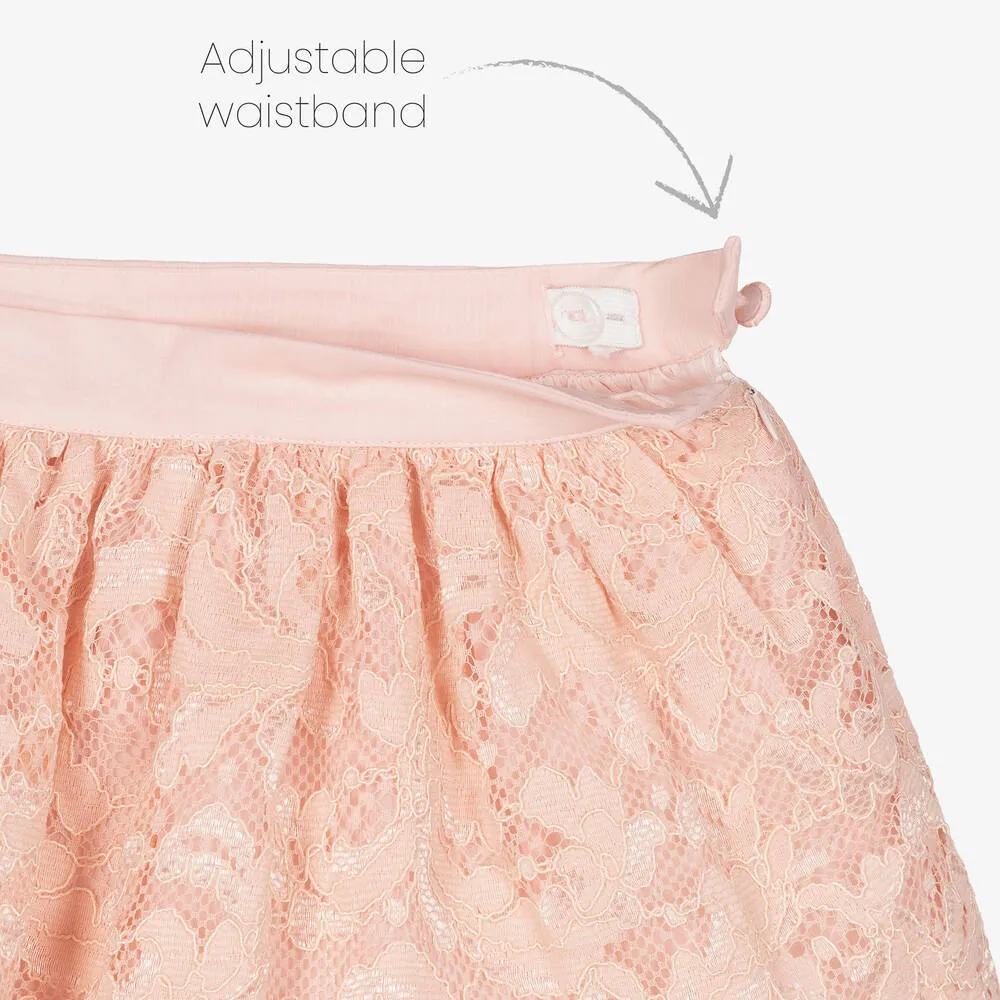 Girls Pink Lace Chiffon Skirt