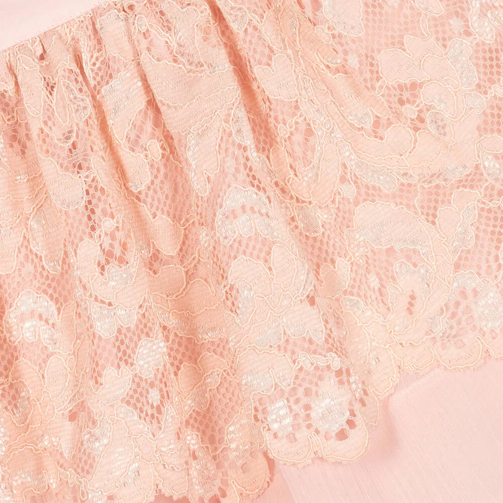 Girls Pink Lace Chiffon Skirt